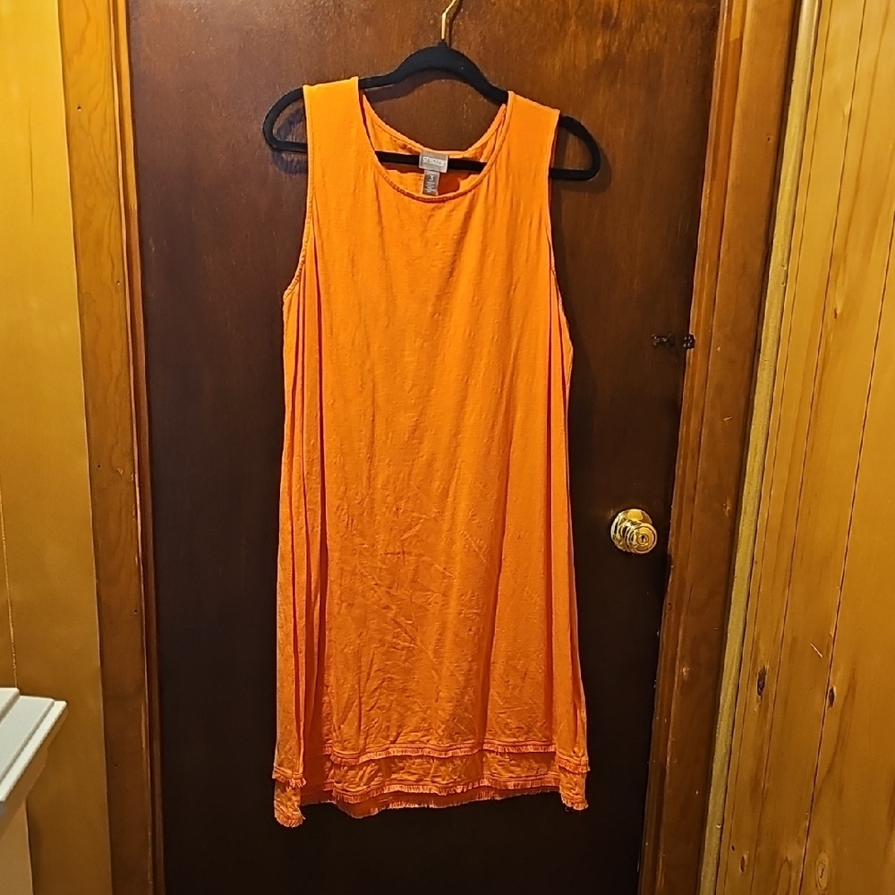 Chico's Orange Embellished Mini Sundress
